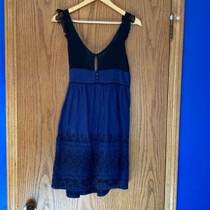 Free People Linen/Cotton/Silk Navy and Black Sleeveless Dress sz. 4